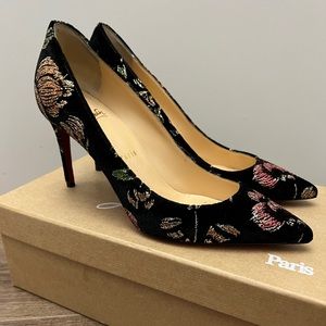 CHRISTIAN LOUBOUTIN Kate 85 Velvet Embroidered Pumps